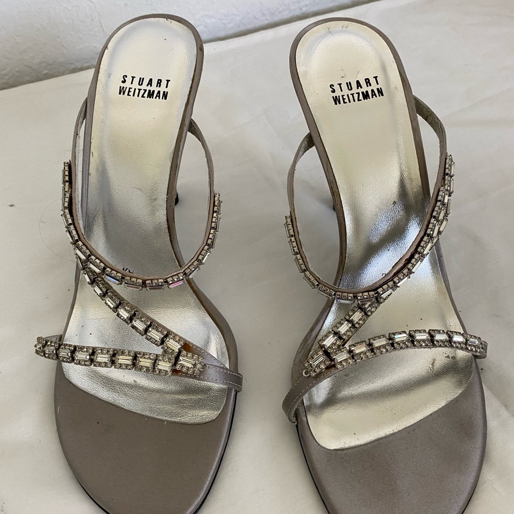 Stuart Weitzman Crystal Backless Designer Shoes